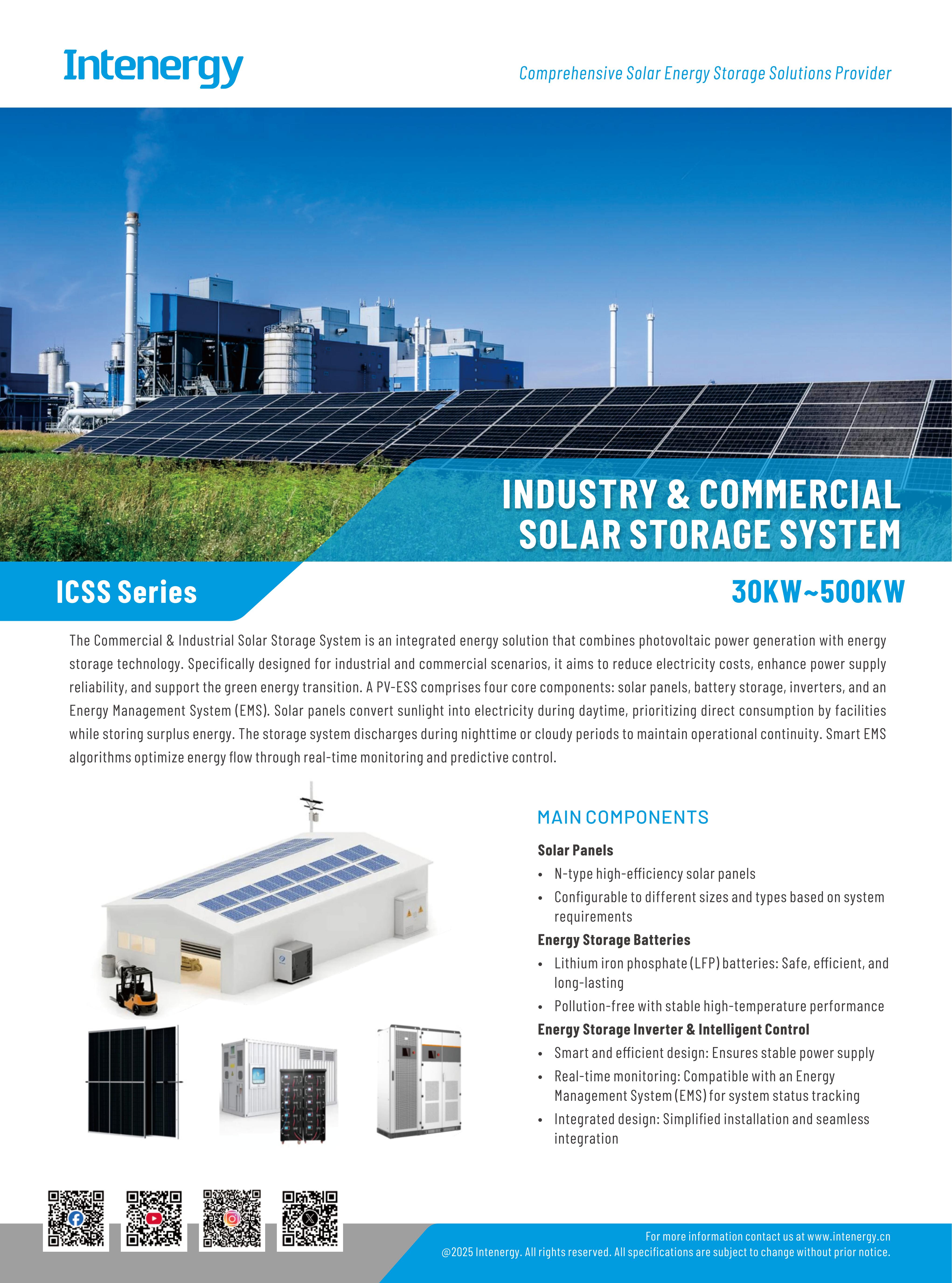 Industrie & Système de stockage solaire commercial 30KW ~ 500KW