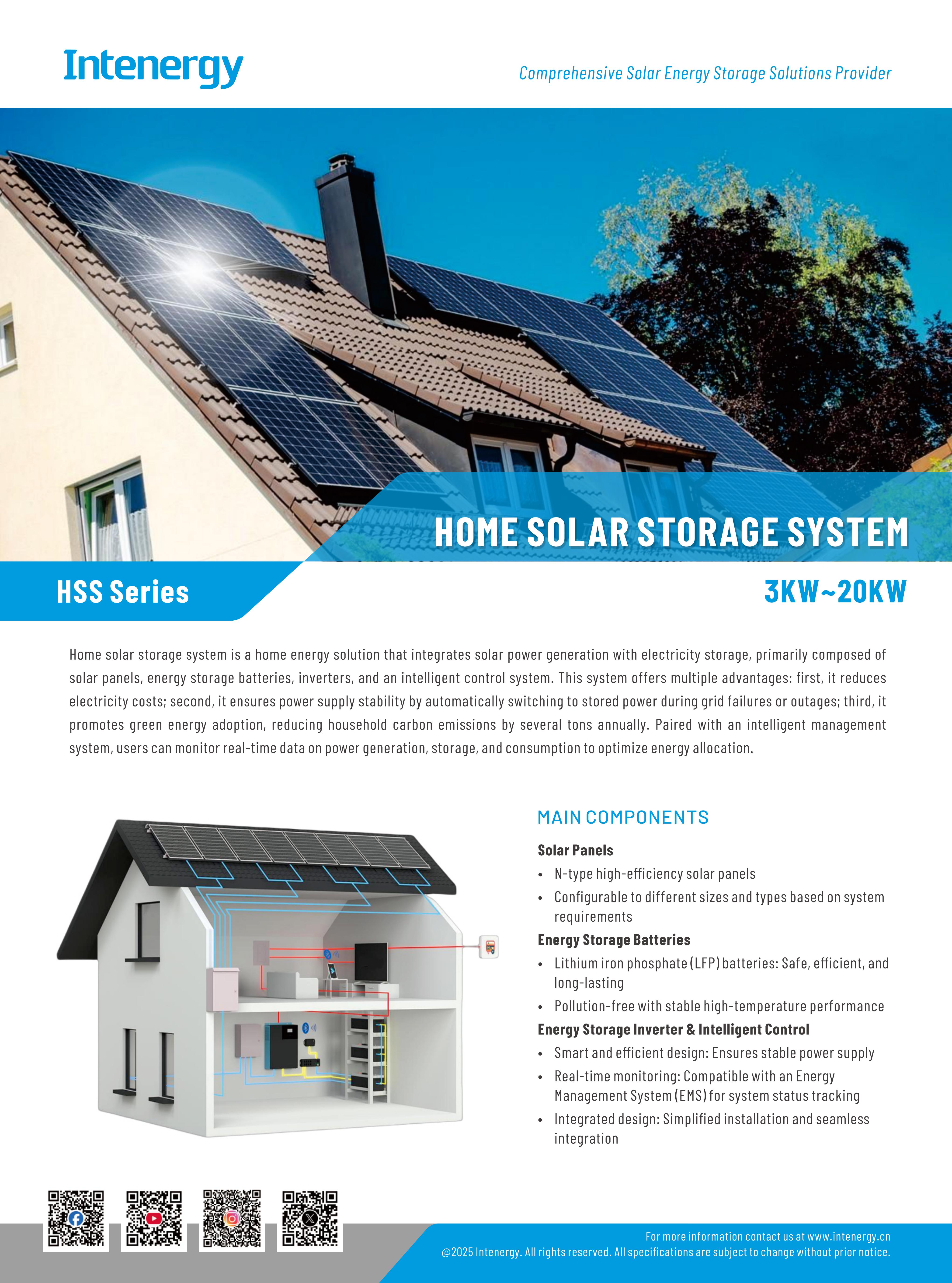 Système de stockage solaire à domicile 3KW ~ 20KW